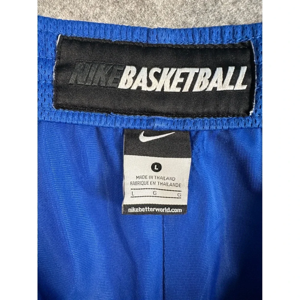 Nike Basketball Mens Royal Blue Mesh Athletic Shorts White Stripe 362664-450 L